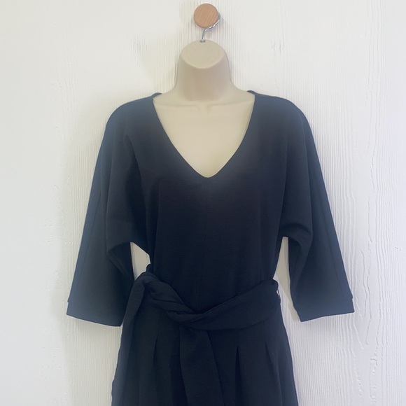 By Anthropologie - Black Woven VNeck Wide Leg Jumpsuit Size Small - Picture 3 of 13